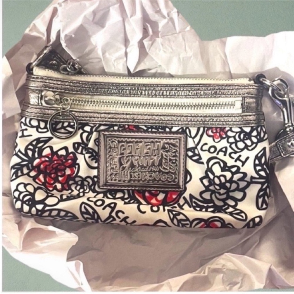 Coach Floral Print Poppy Graffiti Handbag - Picture 4 of 7